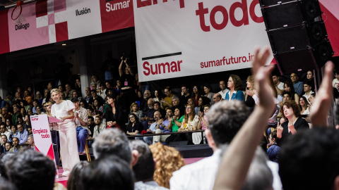 La vicepresidenta segunda y ministra de Trabajo y Economía Social, Yolanda Díaz, en una imagen de archivo durante el acto 'Empieza todo' de la plataforma Sumar, en el polideportivo Antonio Magariños, a 2 de abril de 2023, en Madrid, (España).Carlos L La vicepresidenta segunda y ministra de Trabajo y Economía Social, Yolanda Díaz, en una imagen de archivo durante el acto 'Empieza todo' de la plataforma Sumar, en el polideportivo Antonio Magariños, a 2 de abril de 2023, en Madrid, (España). Carlos L