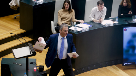 Javier Ortega Smith, durante la sesión para su reprobación en el Ayuntamiento de Madrid a 4 de enero de 2024.- EFE/ Mariscal Javier Ortega Smith durante la sesión para su reprobación en el Ayuntamiento de Madrid.- EFE/ Mariscal