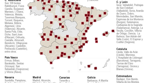 Mapa de brotes activos en España, a 10 de agosto de 2020. Efe. Mapa de brotes activos en España, a 10 de agosto de 2020. Efe.