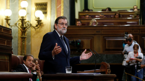 Mariano Rajoy interviene en el debate de moción de censura a su Gobierno. REUTERS/Juan Medina