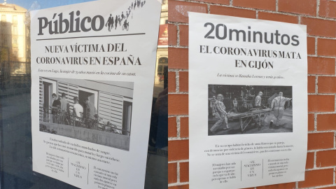 Imagen de dos de las portadas pegadas en las calles de Madrid | Cedida Imagen de dos de las portadas pegadas en las calles de Madrid | Cedida