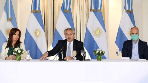El presidente argentino, Alberto Fernández, habla en la presentación de la renegociación del país de la propuesta de deuda nacional en Buenos Aires./ Reuters El presidente argentino, Alberto Fernández, habla en la presentación de la renegociación del país de la propuesta de deuda nacional en Buenos Aires./ Reuters
