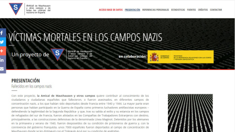 Página principal de la web https://fallecidosenloscamposnazis.org/ Página principal de la web https://fallecidosenloscamposnazis.org/
