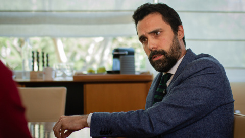 El president del Parlament, Roger Torrent, en un moment de l'entrevista. El president del Parlament, Roger Torrent, en un moment de l'entrevista.