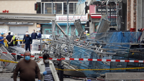 Caída de un andamio en la obra de un edifico junto al mercado de El Carmen de Málaga. EUROPA PRESS. Caída de un andamio en la obra de un edifico junto al mercado de El Carmen de Málaga. EUROPA PRESS.