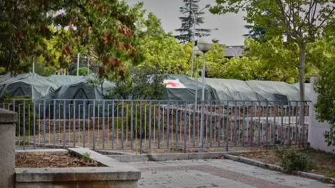 Zona del hospital de campaña instalado en el aparcamiento del Hospital Central de la Defensa Gómez Ulla, en Madrid - Jesús Hellín - Europa Press Zona del hospital de campaña instalado en el aparcamiento del Hospital Central de la Defensa Gómez Ulla, en Madrid - Jesús Hellín - Europa Press