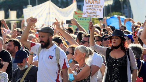 Manifestantes anti mascarillas Manifestantes anti mascarillas