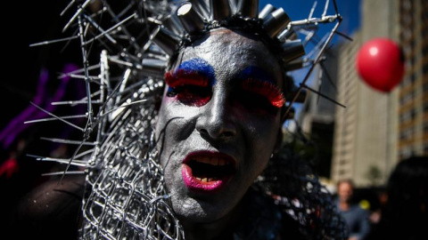 Otro de los manifestantes más ingeniosos del Día del Orgullo Gay en Sao Paulo (Brasil). EFE/FERNANDO BIZERRA JR