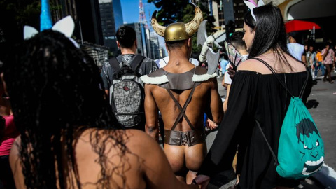 Otro de los casi 3millones de participantes del Orgullo Gay de Sao Paulo (Brasil).  EFE/FERNANDO BIZERRA JR