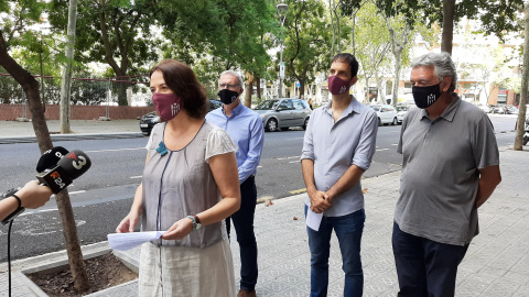 La presidenta de l'ANC, Elisenda Paluzie, durant la intervenció als mitjans. TWITTER La presidenta de l'ANC, Elisenda Paluzie, durant la intervenció als mitjans. TWITTER