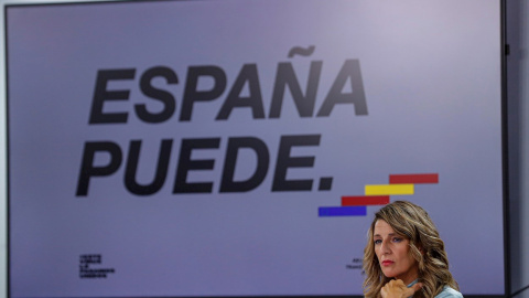 22/09/2020.- La ministra de Trabajo, Yolanda Díaz, ofrece una rueda de prensa en el Palacio de la Moncloa posterior al Consejo de Ministros en la que se ha aprobado este martes la norma que regirá el teletrabajo en España tras el acuerdo logrado anoche 22/09/2020.- La ministra de Trabajo, Yolanda Díaz, ofrece una rueda de prensa en el Palacio de la Moncloa posterior al Consejo de Ministros en la que se ha aprobado este martes la norma que regirá el teletrabajo en España tras el acuerdo logrado anoche