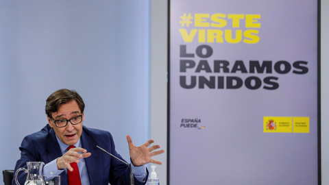 2/09/2020.- El ministro de Sanidad, Salvador Illa, ofrece una rueda de prensa en el Palacio de la Moncloa posterior al Consejo de Ministros en la que se ha aprobado este martes la norma que regirá el teletrabajo en España tras el acuerdo logrado anoche 2/09/2020.- El ministro de Sanidad, Salvador Illa, ofrece una rueda de prensa en el Palacio de la Moncloa posterior al Consejo de Ministros en la que se ha aprobado este martes la norma que regirá el teletrabajo en España tras el acuerdo logrado anoche