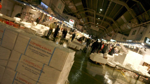 Un palé en la zona de pescadería de Mercamadrid. EFE/Archivo Un palé en la zona de pescadería de Mercamadrid. EFE/Archivo