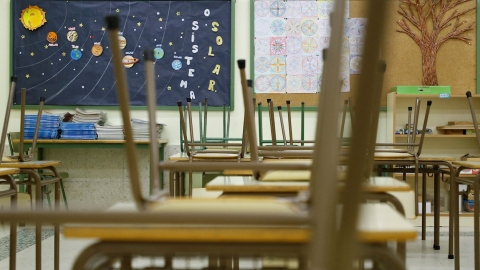 Aula vacía de un colegio público de Palas de Rei, en Lugo.EFE/Eliseo Trigo Aula vacía de un colegio público de Palas de Rei, en Lugo.EFE/Eliseo Trigo