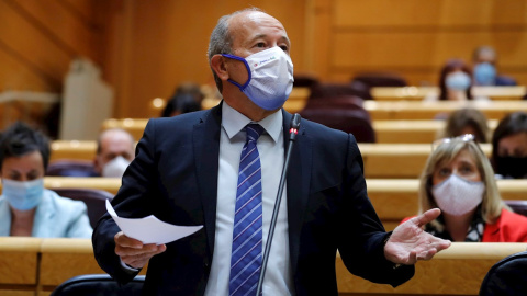 MADRID, 22/09/2020.- El ministro de Justicia, Juan Carlos Campo, durante su intervención en la sesión de control al Gobierno, esta tarde en el pleno del Senado, en Madrid. EFE/ Chema Moya MADRID, 22/09/2020.- El ministro de Justicia, Juan Carlos Campo, durante su intervención en la sesión de control al Gobierno, esta tarde en el pleno del Senado, en Madrid. EFE/ Chema Moya