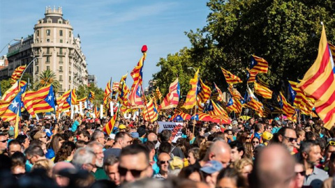 Imagen de archivo de la manifestación de la Diada de 2019. AFP/Óscar J.Barroso Imagen de archivo de la manifestación de la Diada de 2019. AFP/Óscar J.Barroso