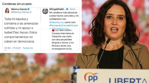 Imagen combinada de Ayuso y un tuit. — Cézaro de Luca / Europa Press Imagen combinada de Ayuso y un tuit. — Cézaro de Luca / Europa Press