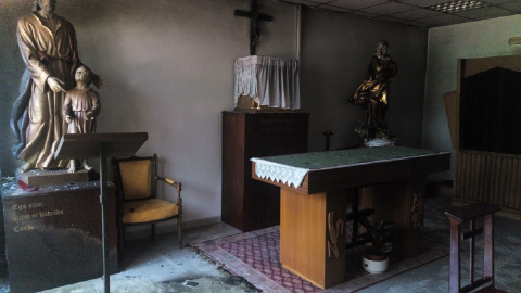 Imagen de la capilla de la Universidad Autónoma de Madrid, tras el ataque. Imagen de la capilla de la Universidad Autónoma de Madrid, tras el ataque.