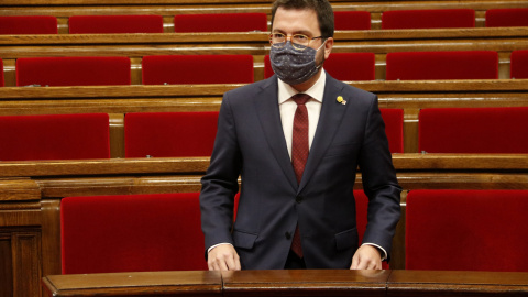 El vicepresident amb funcions de president, Pere Aragonès, al ple sobre la inhabilitació de Torra. GUILLEM ROSET / ACN El vicepresident amb funcions de president, Pere Aragonès, al ple sobre la inhabilitació de Torra. GUILLEM ROSET / ACN