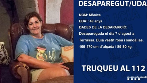 Los Mossos d'Esquadra han localizado un cadáver en la casa de Terrassa (Barcelona) donde buscaban el cuerpo de Mònica Borràs. Mossos d'Esquadra Los Mossos d'Esquadra han localizado un cadáver en la casa de Terrassa (Barcelona) donde buscaban el cuerpo de Mònica Borràs. Mossos d'Esquadra