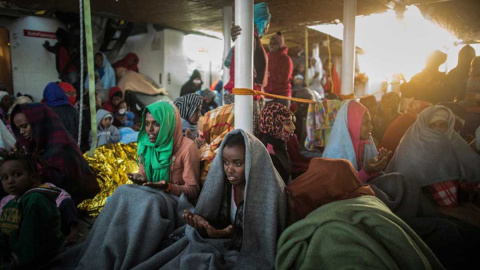 Personas rescatadas, a bordo del Open Arms.- MORADA FILMS