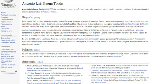 Entrada de Luis Antonio Baena Tocón en la página de Wikipedia Entrada de Luis Antonio Baena Tocón en la página de Wikipedia