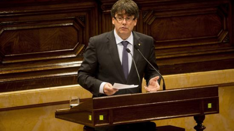 Carles Puigdemont dona explicacions al Parlament sobre el cessament de Jordi Baiget. EFE/Quique García Carles Puigdemont dona explicacions al Parlament sobre el cessament de Jordi Baiget. EFE/Quique García