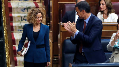 21/05/2019.- La duodécima presidenta del Congreso de los Diputados y la tercera mujer que ocupa este cargo, Meritxell Batet (i), y el presidente del gobierno Pedro Sánchez, durante la sesión constitutiva de las nuevas Cortes Generales que se celebra en 21/05/2019.- La duodécima presidenta del Congreso de los Diputados y la tercera mujer que ocupa este cargo, Meritxell Batet (i), y el presidente del gobierno Pedro Sánchez, durante la sesión constitutiva de las nuevas Cortes Generales que se celebra en