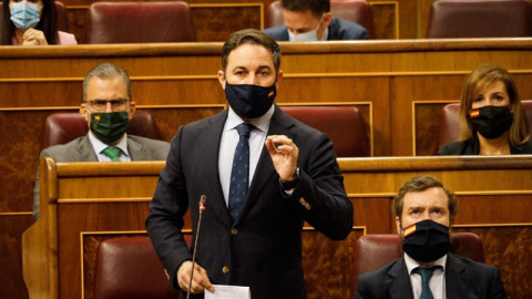 Santiago Abascal en la sesión de control al Gobierno del 14 de octubre. Santiago Abascal en la sesión de control al Gobierno del 14 de octubre.