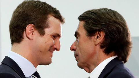 El líder del PP, Pablo Casado, y el expresidente José María Aznar en una imagen de archivo. Juan Carlos Hidalgo / EFE El líder del PP, Pablo Casado, y el expresidente José María Aznar en una imagen de archivo. Juan Carlos Hidalgo / EFE
