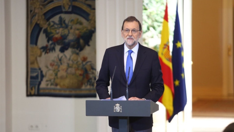 El presidente del Gobierno, Mariano Rajoy, durante su comparecencia en La Moncloa.