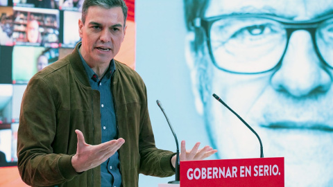 El presidente del Gobierno, Pedro Sánchez, en el acto de presentacion de la candidatura de Ángel Gabilond a la Comunidad de Madrid. EFE/PSOE/Eva Ercolanese El presidente del Gobierno, Pedro Sánchez, en el acto de presentacion de la candidatura de Ángel Gabilond a la Comunidad de Madrid. EFE/PSOE/Eva Ercolanese