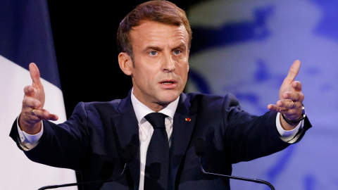 Foto de archivo. El presidente francés, Emmanuel Macron, durante un discurso. Foto de archivo. El presidente francés, Emmanuel Macron, durante un discurso.