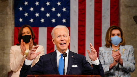 El presidente de EEUU, Joe Biden, pronuncia su dicurso en el Congreso por los primeros 100 días de mandato este miércoles 28 de abril de 2021. El presidente de EEUU, Joe Biden, pronuncia su dicurso en el Congreso por los primeros 100 días de mandato este miércoles 28 de abril de 2021.