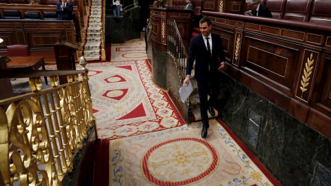 El presidente del Gobierno, Pedro Sánchez, ras su intervención en el pleno del Congreso que debate y vota la última prórroga del estado de alarma. EFE/ J.J. Guillén El presidente del Gobierno, Pedro Sánchez, ras su intervención en el pleno del Congreso que debate y vota la última prórroga del estado de alarma. EFE/ J.J. Guillén