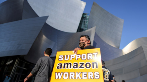 Imagen de una protesta en favor de los trabajadores de Amazon. Imagen de una protesta en favor de los trabajadores de Amazon.