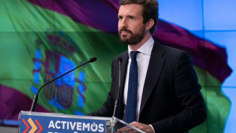 El líder del PP, Pablo Casado, en la sede de Génova 13. El líder del PP, Pablo Casado, en la sede de Génova 13.