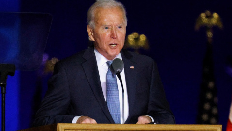 Joe Biden durante la comparecencia de este supermartes. Joe Biden durante la comparecencia de este supermartes.