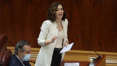 La Ley Ómnibus, Ucrania, y la crisis económica y energética, en el pleno de la Asamblea de Madrid Isabel Díaz Ayuso interviene en una sesión plenaria en la Asamblea de Madrid, a 24 de marzo de 2022.- Isabel Infantes / Europa Press