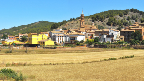 Vista del pueblo aragonés de Manchones. Vista del pueblo aragonés de Manchones.