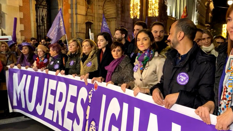 Integrantes del PSOE en la cabecera de la manifestación con motivo del 25N en Madrid. Integrantes del PSOE en la cabecera de la manifestación con motivo del 25N en Madrid.
