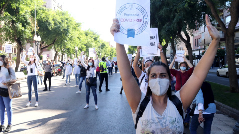 Concentració de treballadores del sector de l'estètica a Tarragona el mes passat. Concentració de treballadores del sector de l'estètica a Tarragona el mes passat.