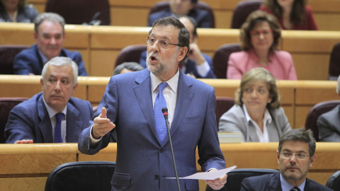 Mariano Rajoy, siendo presidente del Gobierno, interviene en la sesión de control al Gobierno en el Senado, el 28 de abril de 2015 Mariano Rajoy, siendo presidente del Gobierno, interviene en la sesión de control al Gobierno en el Senado, el 28 de abril de 2015