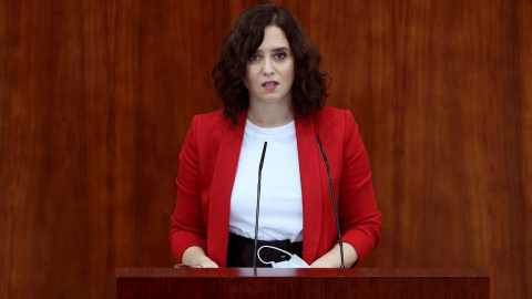 La presidenta de la Comunidad de Madrid, Isabel Díaz Ayuso, interviene en el pleno de la Asamblea de Madrid este jueves La presidenta de la Comunidad de Madrid, Isabel Díaz Ayuso, interviene en el pleno de la Asamblea de Madrid este jueves