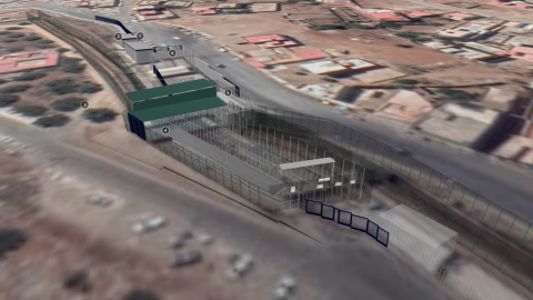 Simulación en 3D de la frontera con Marruecos en Melilla. Simulación en 3D de la frontera con Marruecos en Melilla.