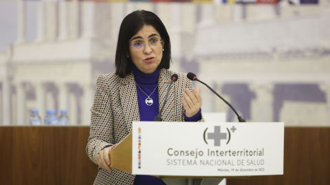 La ministra de Sanidad, Carolina Darias, tras la reunión del Consejo Interterritorial del Sistema Nacional de Salud, este lunes en Mérida. La ministra de Sanidad, Carolina Darias, tras la reunión del Consejo Interterritorial del Sistema Nacional de Salud, este lunes en Mérida.