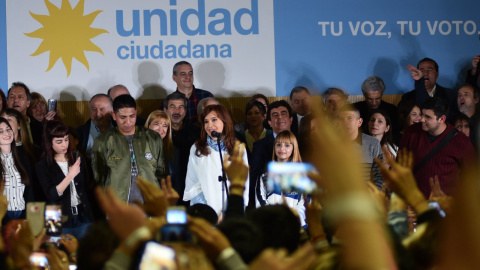 La expresidenta argentina Cristina Fernández en el acto de cierre de campaña en la localidad bonaerense de La Matanza para las elecciones primarias que se celebran este domingo.EFE