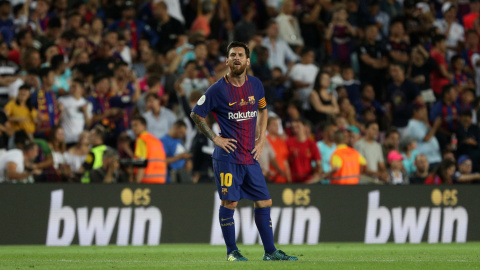 El futbolista argentino de FC Barcelona Leo Messi durante el partido de ida de la Supercopa en el Nou Camp. REUTERS/Sergio Perez El futbolista argentino de FC Barcelona Leo Messi durante el partido de ida de la Supercopa en el Nou Camp. REUTERS/Sergio Perez