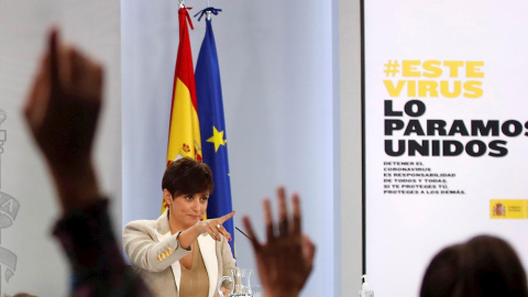La ministra de Política Territorial y portavoz del Gobierno, Isabel Rodríguez en rueda de prensa tras la reunión del Consejo de Ministros, el martes 14 de septiembre en La Moncloa. La ministra de Política Territorial y portavoz del Gobierno, Isabel Rodríguez en rueda de prensa tras la reunión del Consejo de Ministros, el martes 14 de septiembre en La Moncloa.