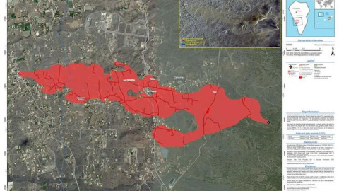Recorrido de la lava en la isla de La Palma (Canarias)